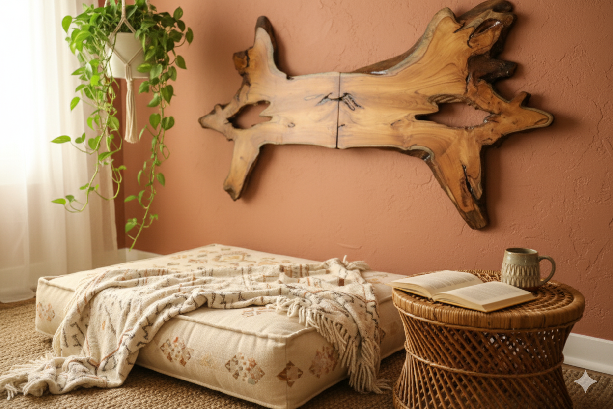 The Whisper of Wood - Handcrafted Teak Wood Wall Art | Live Edge Wooden Wall Décor | Natural Organic Sculpture