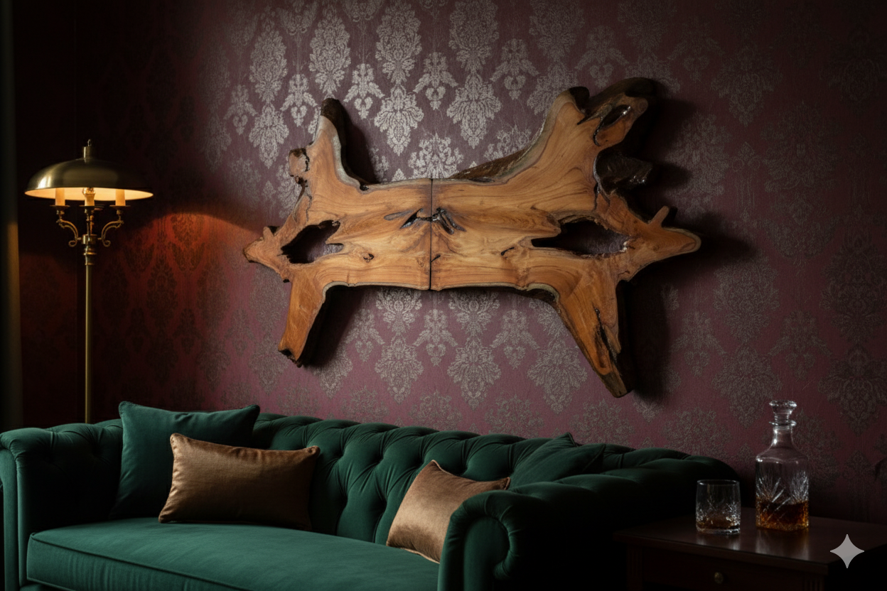 The Whisper of Wood - Handcrafted Teak Wood Wall Art | Live Edge Wooden Wall Décor | Natural Organic Sculpture