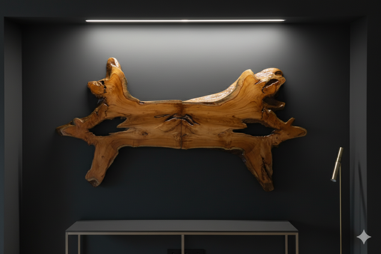 The Whisper of Wood - Handcrafted Teak Wood Wall Art | Live Edge Wooden Wall Décor | Natural Organic Sculpture
