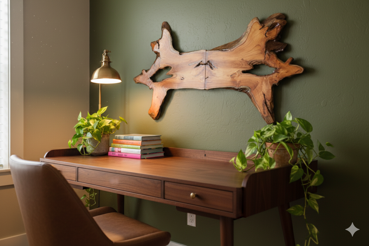 The Whisper of Wood - Handcrafted Teak Wood Wall Art | Live Edge Wooden Wall Décor | Natural Organic Sculpture