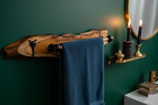 Wooden Coat Hook Wall Mount Towel Bar | Modern Wall Hooks | Wooden Towel Hanger | Unique Minimalist Scandinavian| Kitchen Towel Holder