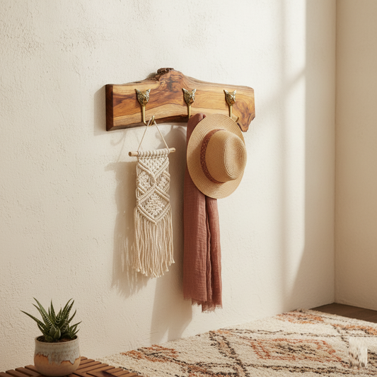 Wooden Coat Hook Wall Mount, Brass hooks Modern Wall Hooks, Entryway wall hooks, Wooden Towel Hanger, Minimalist Scandinavian jacket hooks