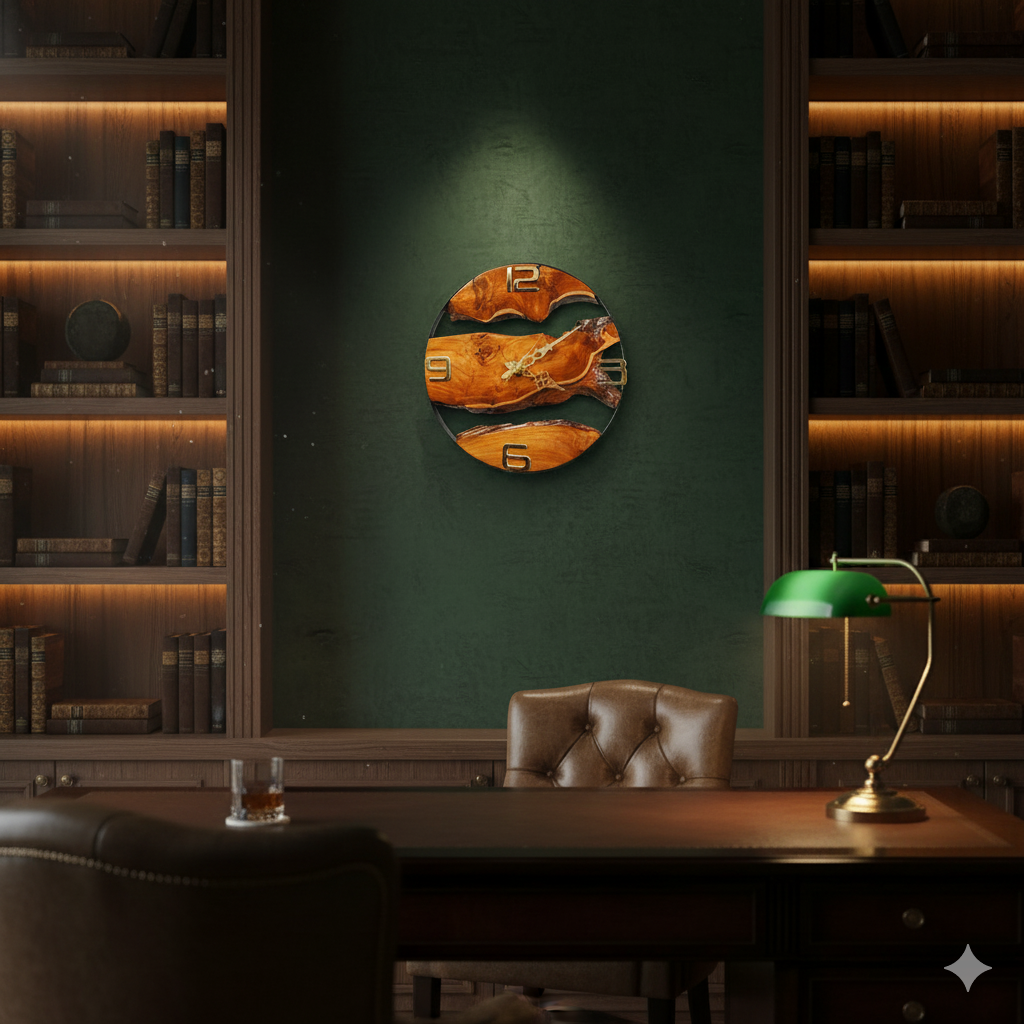 Rustic Teak Wood & Metal Wall Clock – Handcrafted Timeless Décor 14" inch